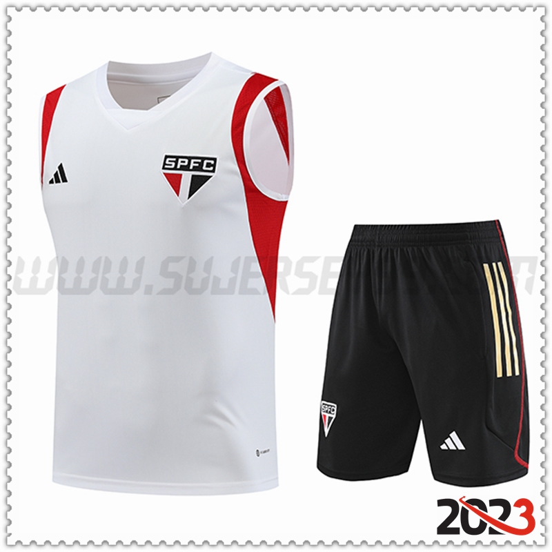 Camiseta Entrenamiento sin mangas + Cortos Sao Paulo FC Blanco 2023 2024
