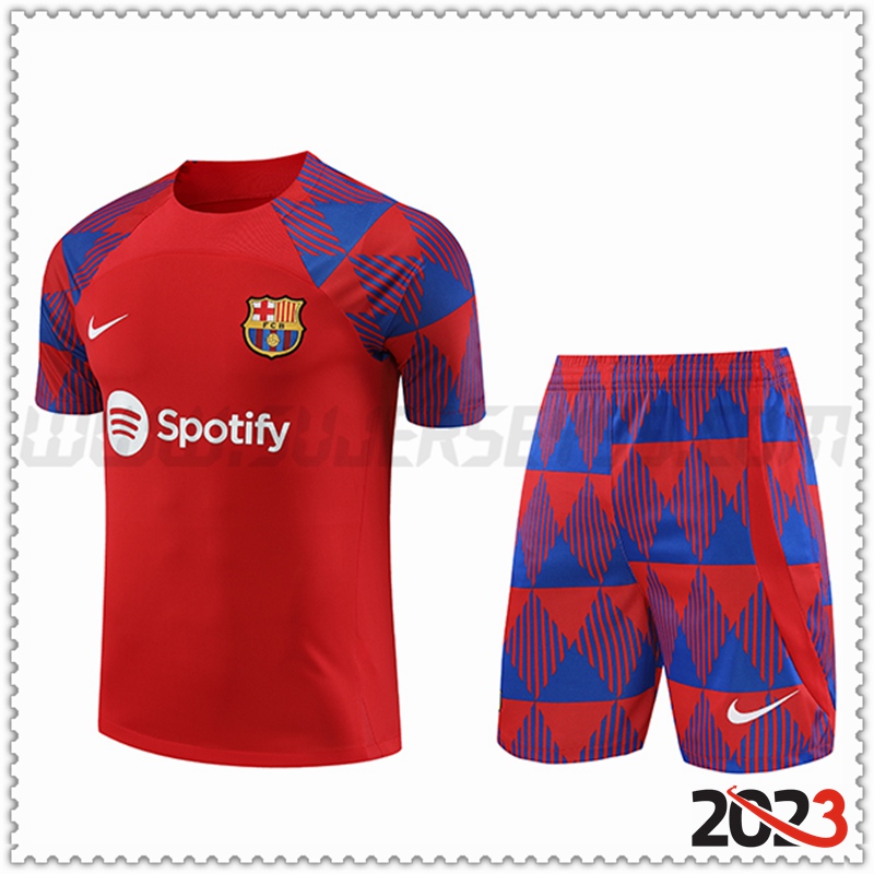 Camiseta Entrenamiento + Cortos FC Barcelona Rojo 2023 2024 -02