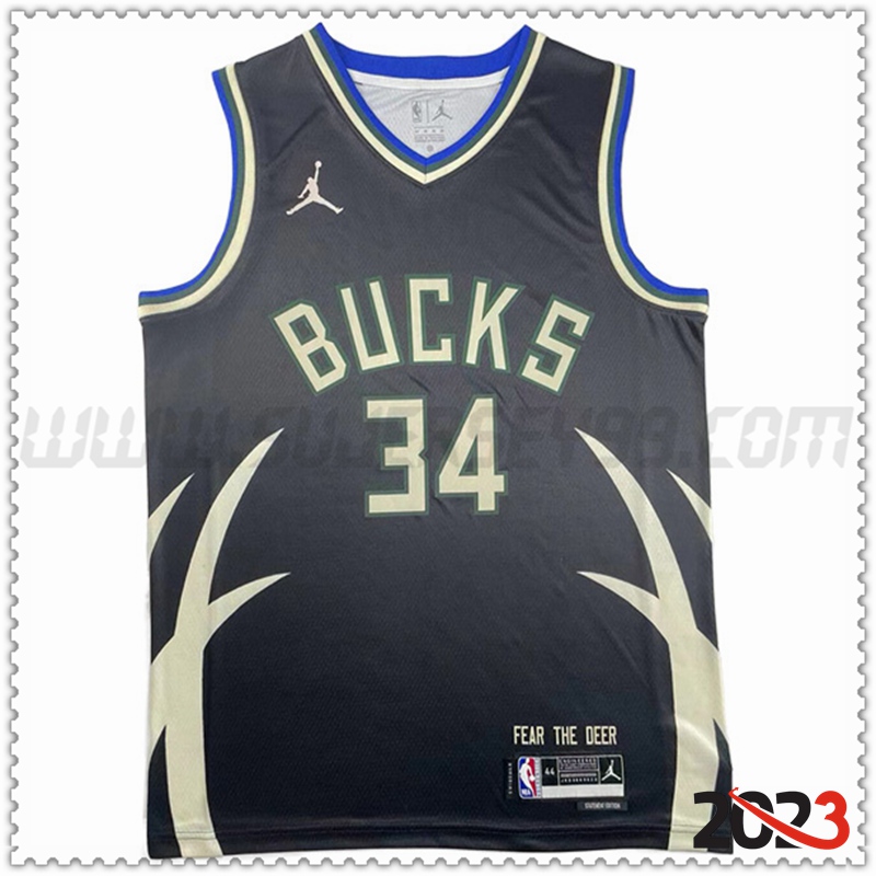 Camisetas Milwaukee Bucks (ANTETOKOUNMPO #34) 2023/24 Negro