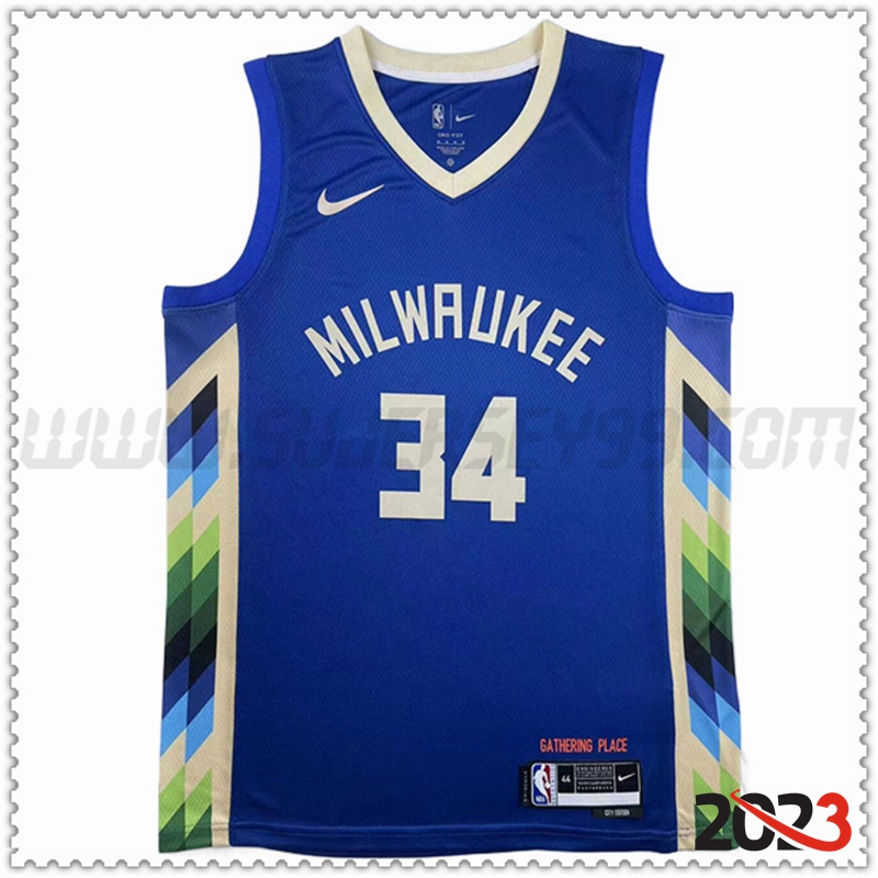 Camisetas Milwaukee Bucks (ANTETOKOUNMPO #34) 2023/24 Azul