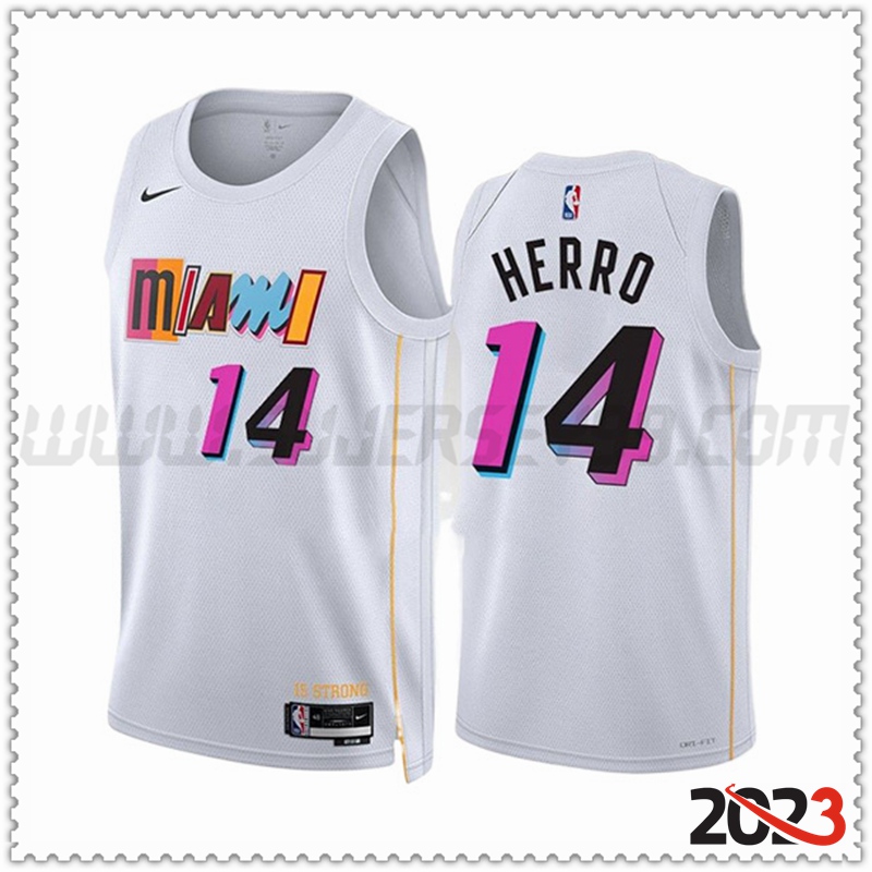 Camisetas Miami Heat (HERRO #14) 2023/24 Blanco -02