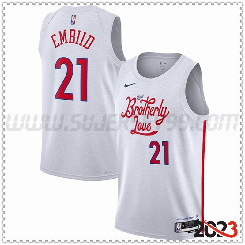 Camisetas Philadelphia 76ers (EMBIID #21) 2023/24 Blanco