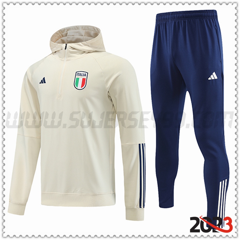 Chaqueta Con Capucha Chandal Italia Blanco 2023 2024