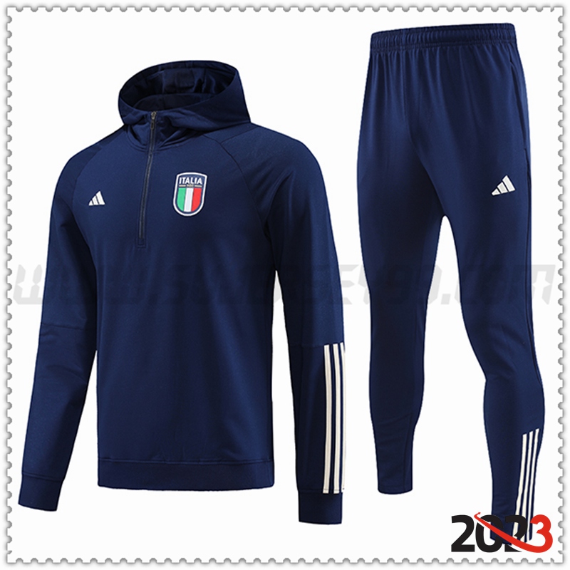 Chaqueta Con Capucha Chandal Italia Azul marino 2023 2024