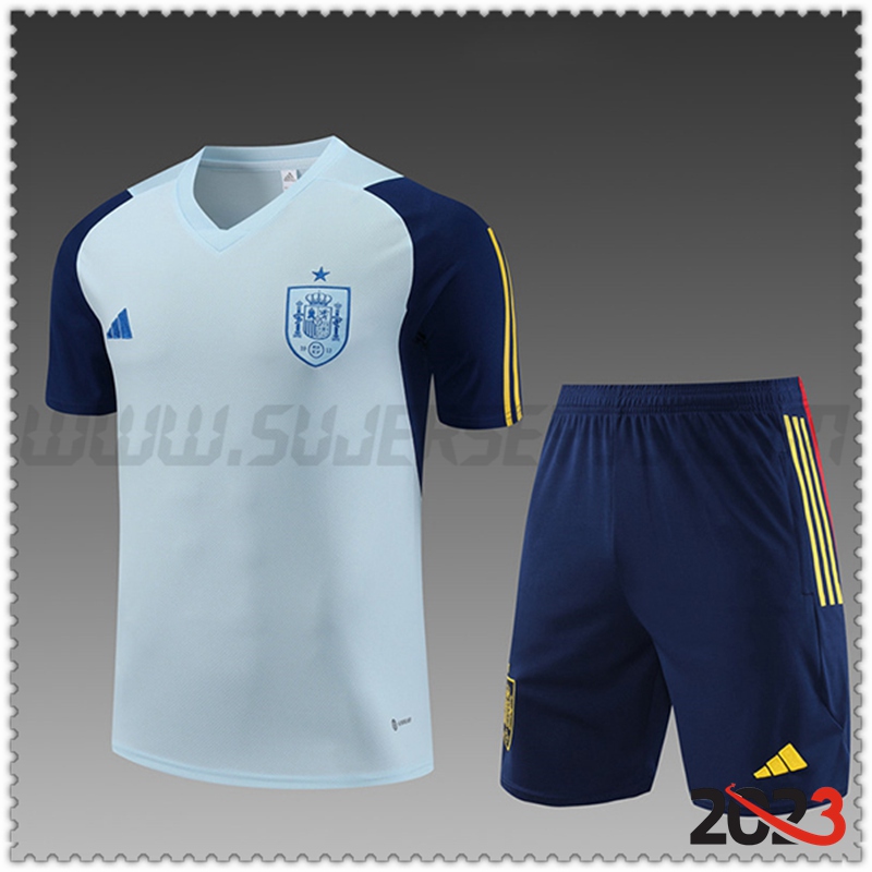 Camiseta Entrenamiento + Cortos España Ninos Azul Claro 2023 2024