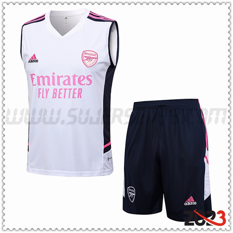 Camiseta Entrenamiento sin mangas + Cortos Arsenal Blanco 2023 2024 -02