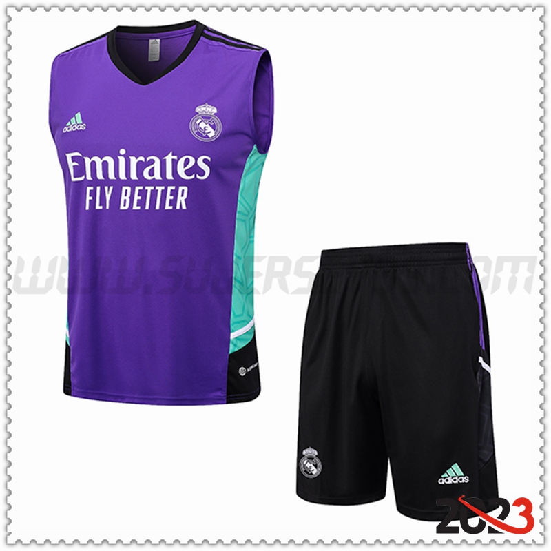 Camiseta Entrenamiento sin mangas + Cortos Real Madrid Violeta 2023 2024 -02