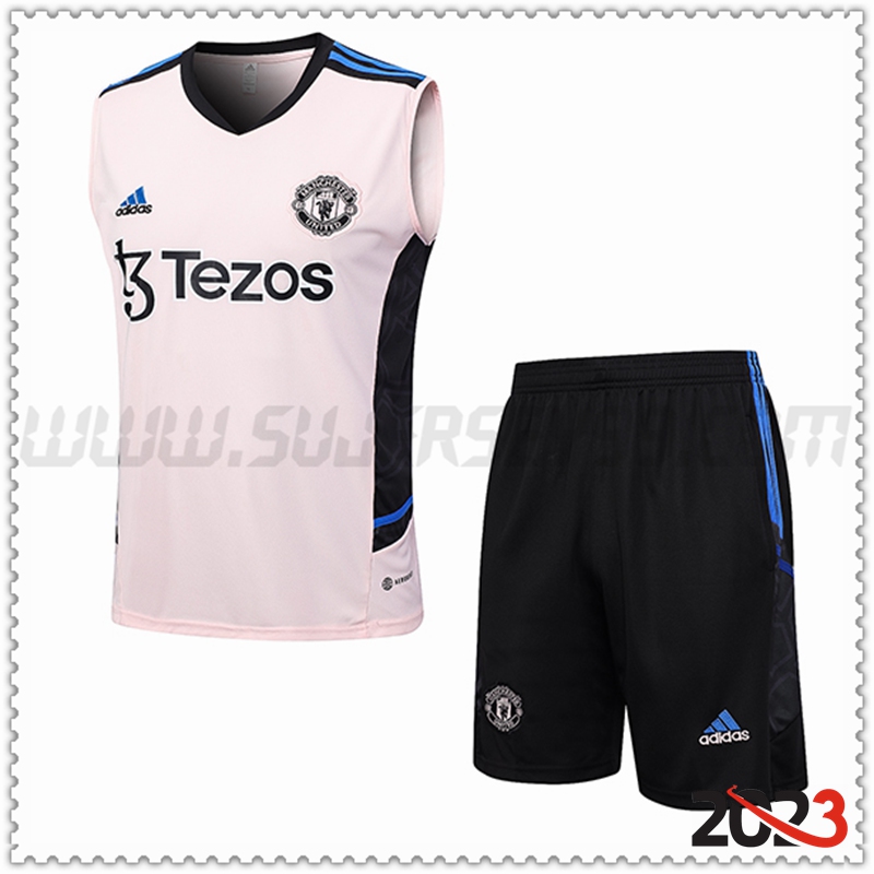 Camiseta Entrenamiento sin mangas + Cortos Manchester United Rosa 2023 2024