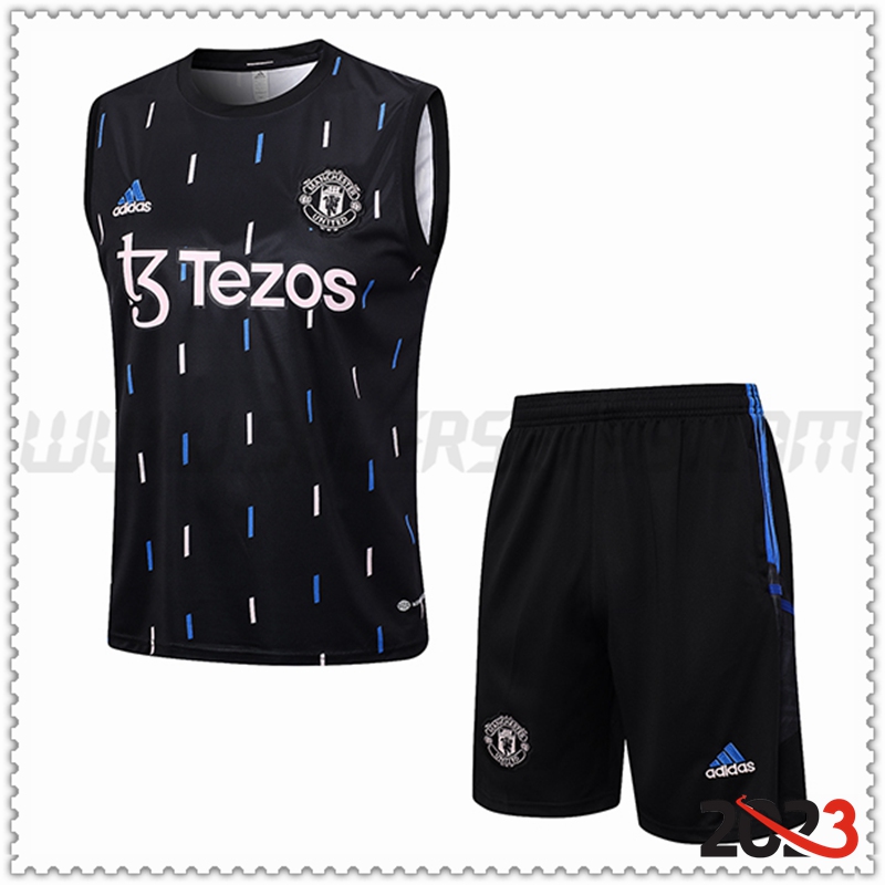 Camiseta Entrenamiento sin mangas + Cortos Manchester United Negro 2023 2024 -03