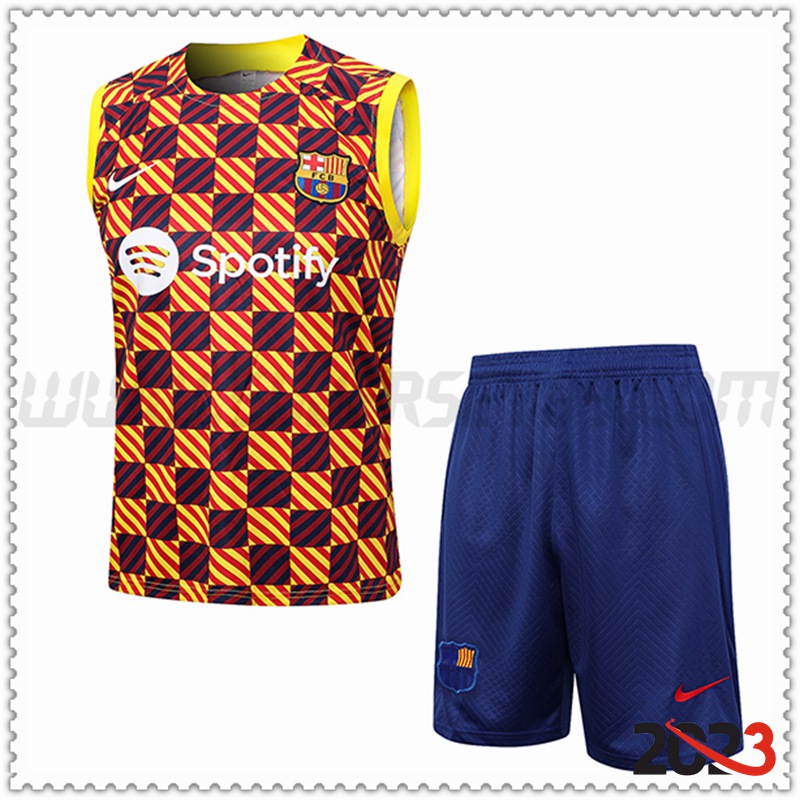 Camiseta Entrenamiento sin mangas + Cortos FC Barcelona Amarillo 2023 2024 -02