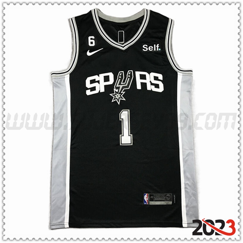 Camisetas San Antonio Spurs (WEMBANYAMA #1) 2023/24 Negro