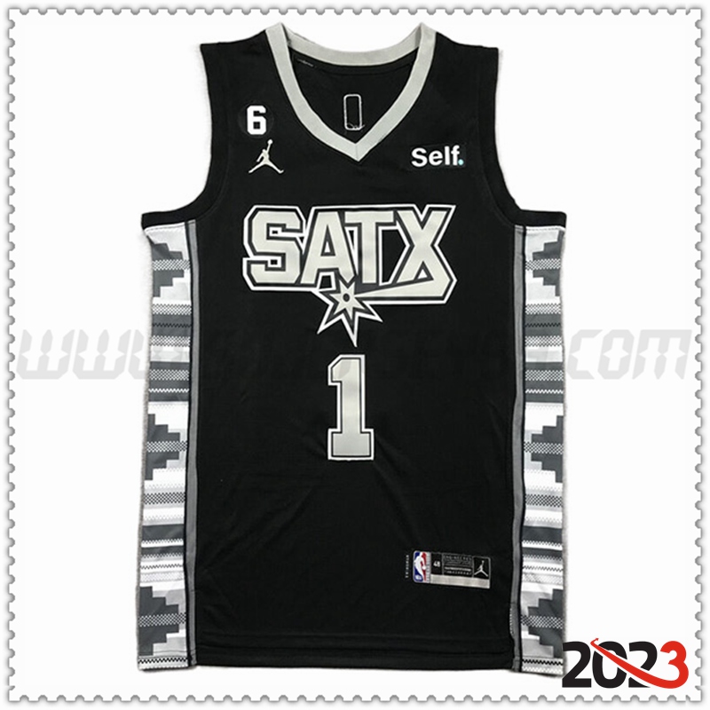 Camisetas San Antonio Spurs (WEMBANYAMA #1) 2023/24 Negro -02