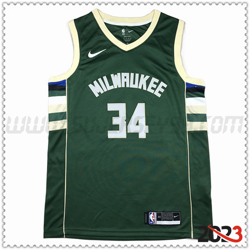 Camisetas Milwaukee Bucks (ANTETOKOUNMPO #34) 2023/24 Verde