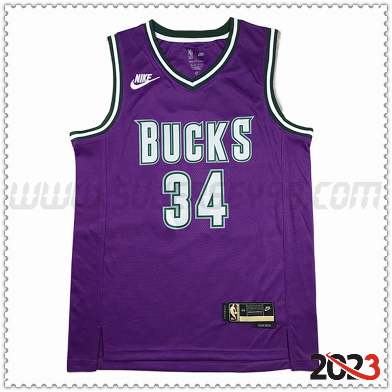 Camisetas Milwaukee Bucks (ANTETOKOUNMPO #34) 2023/24 Violeta