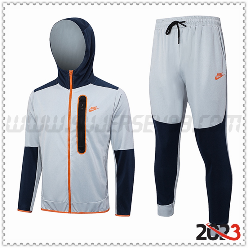 Rompevientos Con Capucha Chandal Futbol Nike Gris 2023 2024