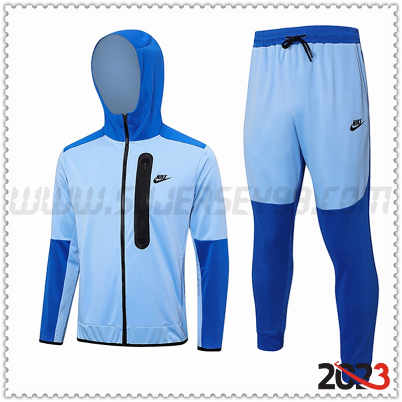 Rompevientos Con Capucha Chandal Futbol Nike Azul Claro 2023 2024