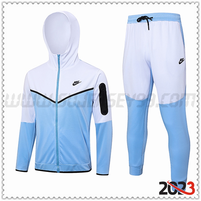 Rompevientos Con Capucha Chandal Futbol Nike Azul/Blanco 2023 2024