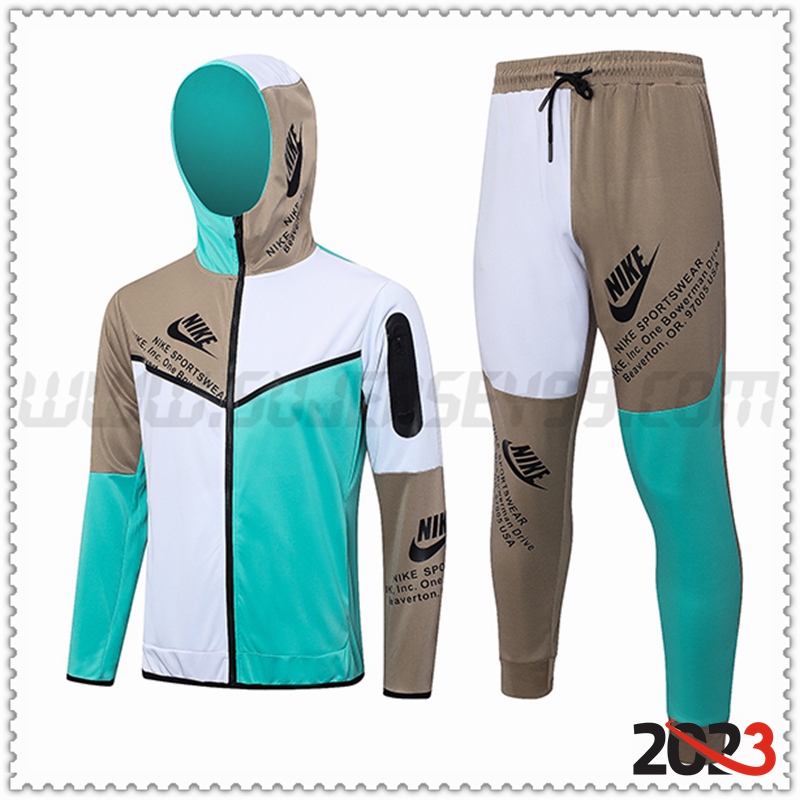 Rompevientos Con Capucha Chandal Futbol Nike Verde/Blanco 2023 2024