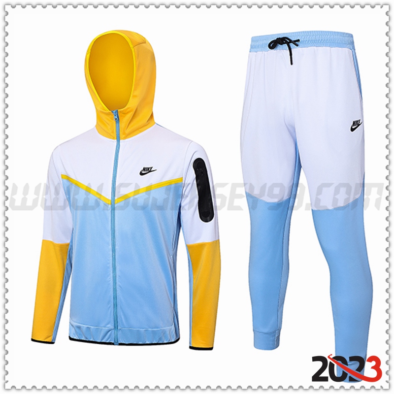 Rompevientos Con Capucha Chandal Futbol Nike Azul/Blanco/Amarillo 2023 2024