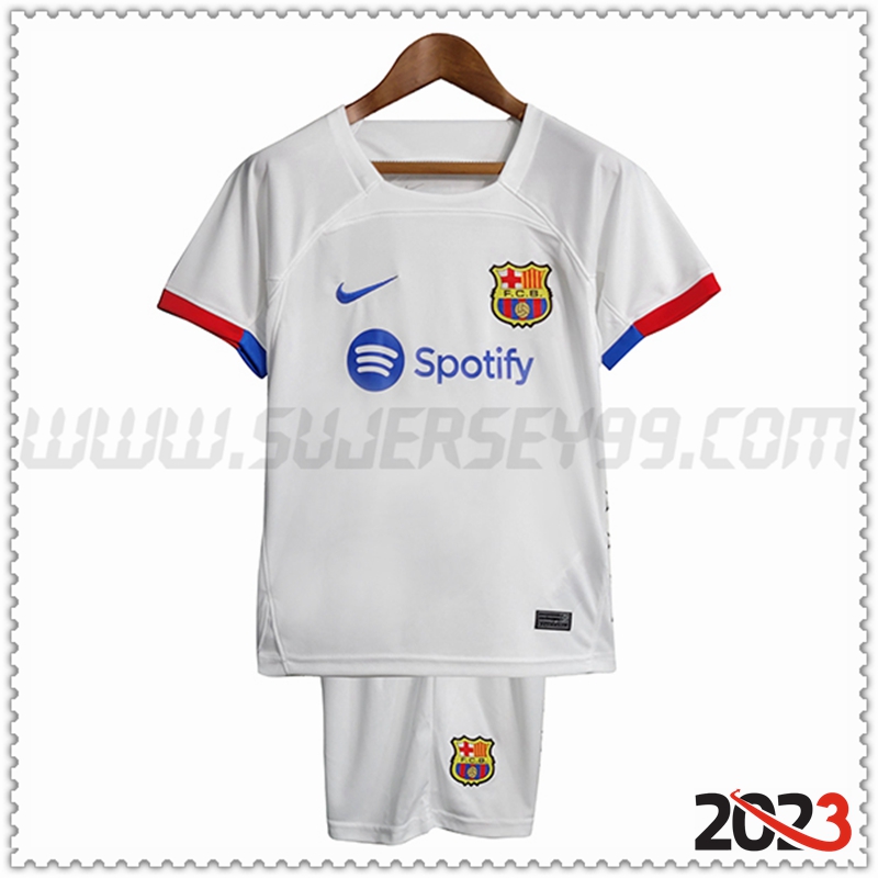 Segunda Equipacion del FC Barcelona Ninos 2023 2024