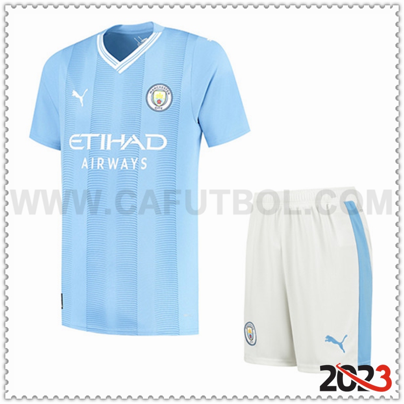 Primera Equipacion del Manchester City + Pantalones Cortos 2023 2024
