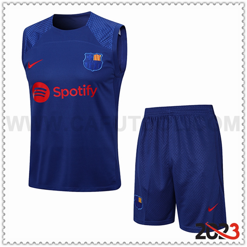 Camiseta Entrenamiento sin mangas + Cortos FC Barcelona Azul 2023 2024 -02