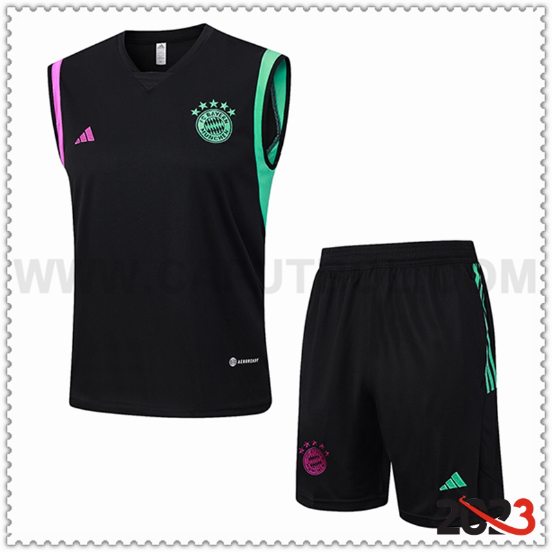 Camiseta Entrenamiento sin mangas + Cortos Bayern Munich Negro 2023 2024 -02