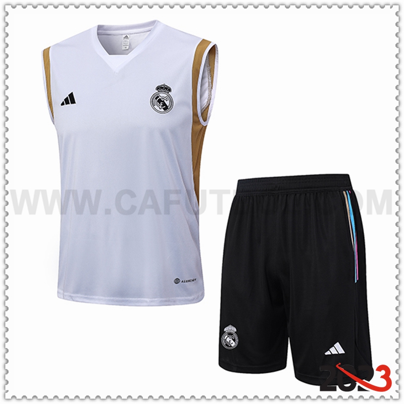 Camiseta Entrenamiento sin mangas + Cortos Real Madrid Blanco 2023 2024 -03