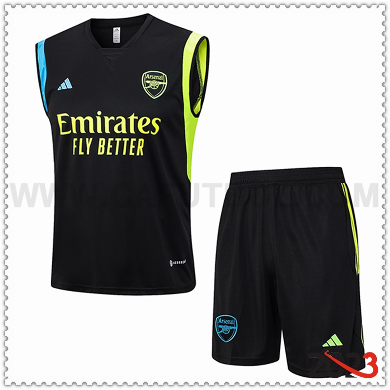 Camiseta Entrenamiento sin mangas + Cortos Arsenal Negro 2023 2024 -03