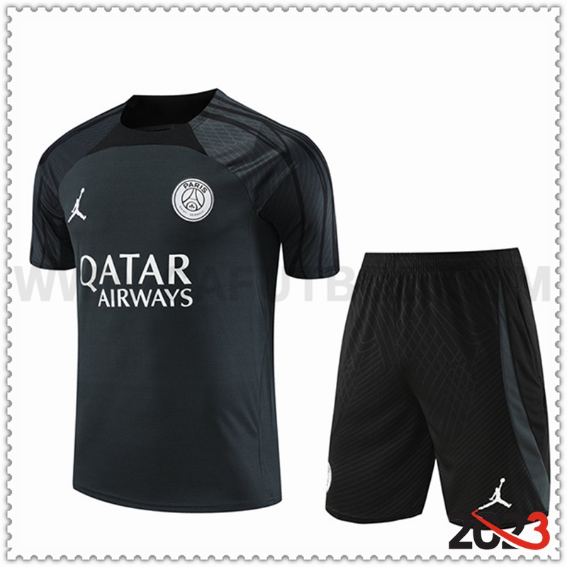 Camiseta Entrenamiento + Cortos Jordan PSG Gris Oscuro 2023 2024