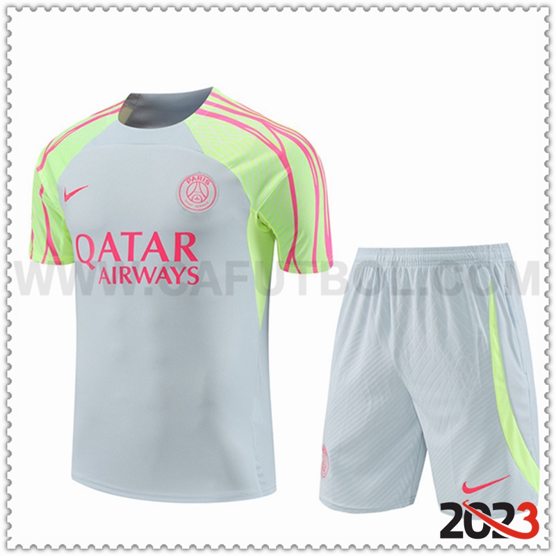 Camiseta Entrenamiento + Cortos PSG Gris Claro 2023 2024