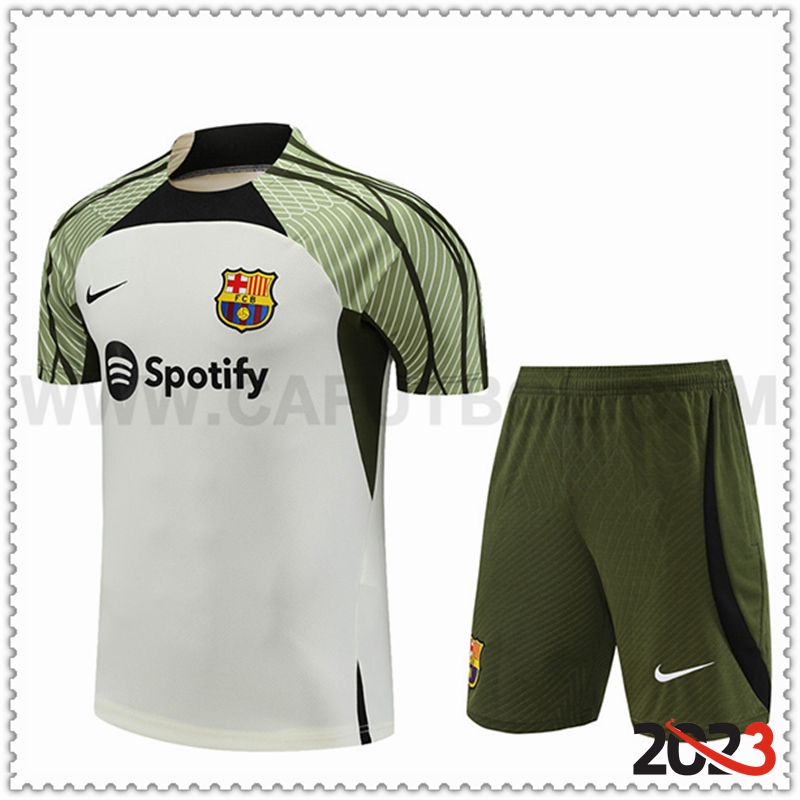 Camiseta Entrenamiento + Cortos FC Barcelona Blanco/Verde 2023 2024