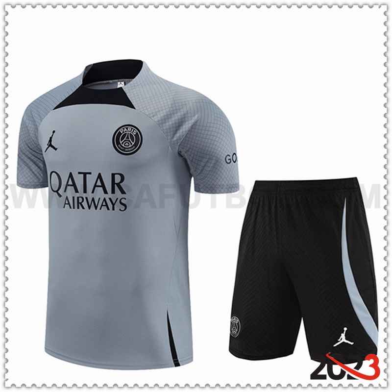 Camiseta Entrenamiento + Cortos Jordan PSG Gris Claro 2023 2024