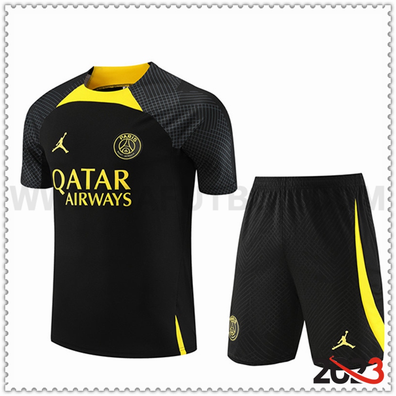 Camiseta Entrenamiento + Cortos Jordan PSG Negro/Amarillo 2023 2024