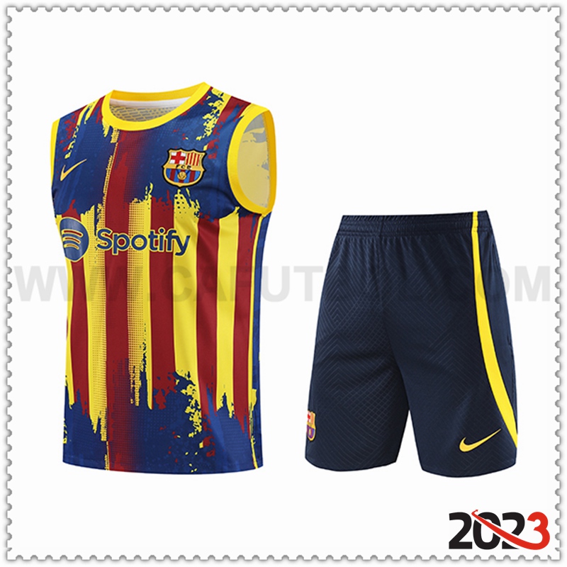 Camiseta Entrenamiento sin mangas + Cortos FC Barcelona Amarillo/Rojo/Azul 2023 2024