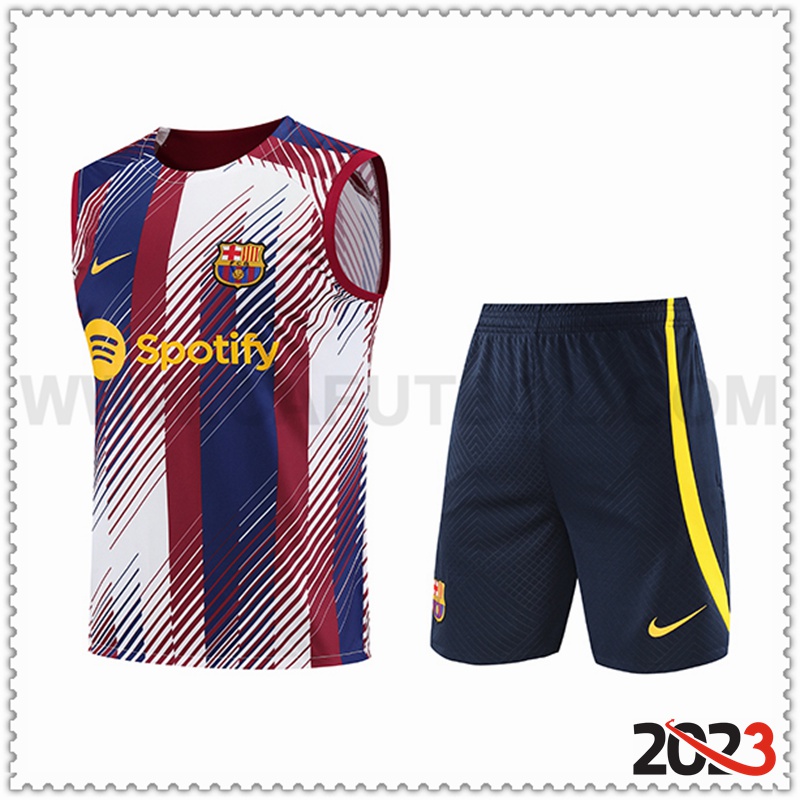 Camiseta Entrenamiento sin mangas + Cortos FC Barcelona Blanco/Azul/Rojo 2023 2024