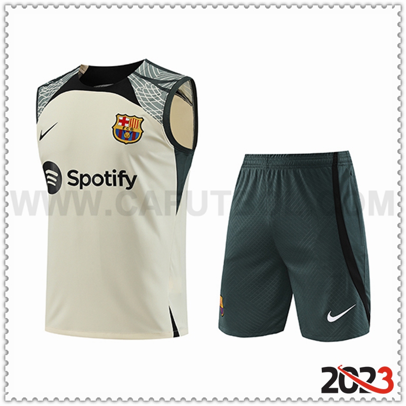 Camiseta Entrenamiento sin mangas + Cortos FC Barcelona Amarillo 2023 2024 -03