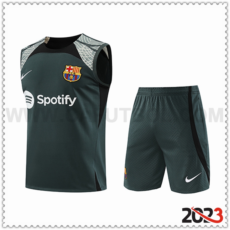 Camiseta Entrenamiento sin mangas + Cortos FC Barcelona Verde 2023 2024 -03