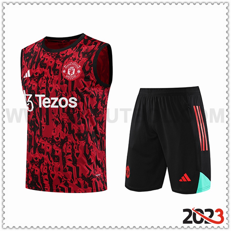 Camiseta Entrenamiento sin mangas + Cortos Manchester United Rojo 2023 2024