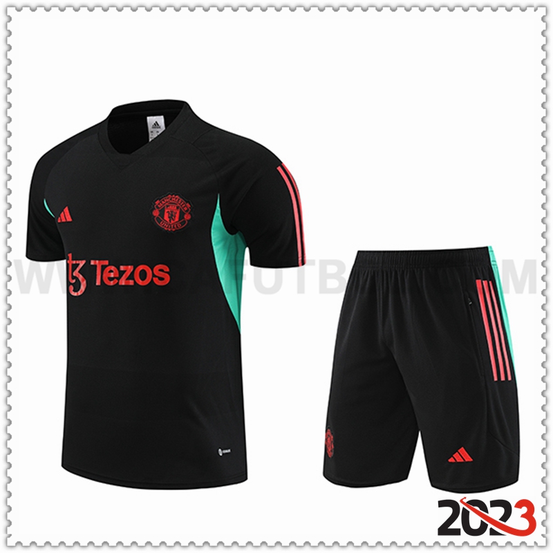 Camiseta Entrenamiento + Cortos Manchester United Negro 2023 2024 -03