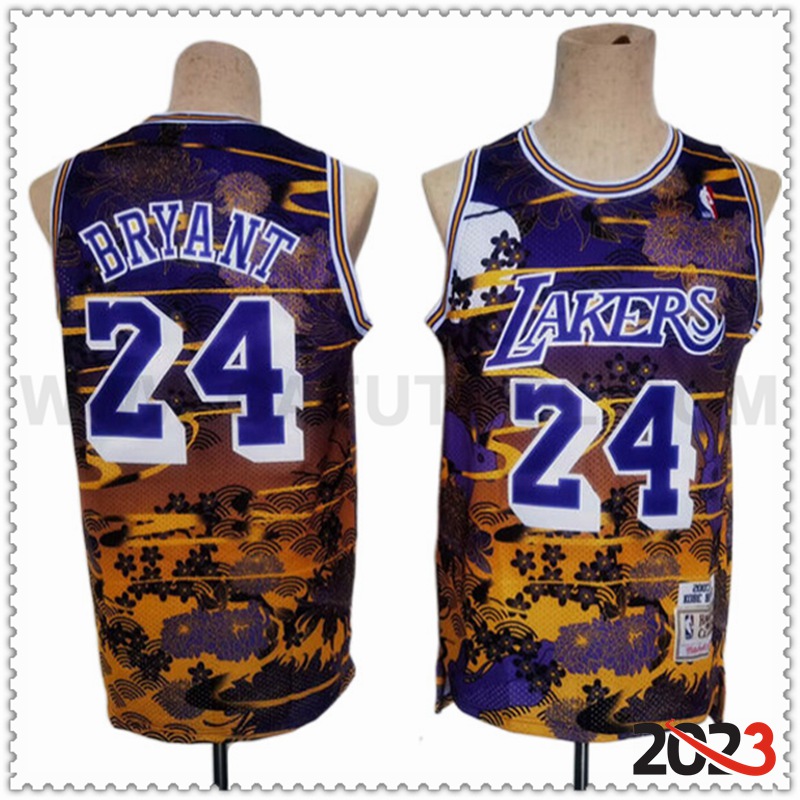 Camisetas Los Angeles Lakers (BRYANT #24) 2023/24 Violeta/Amarillo