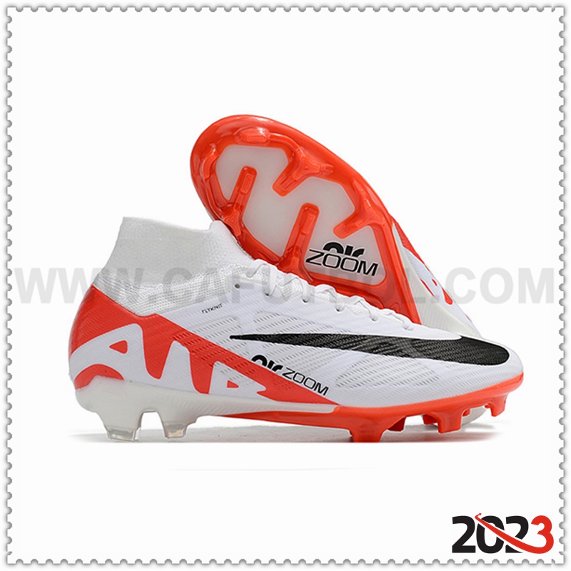 Nike Zapatos de Futbol Air Zoom Mercurial Superfly IX Elite FG Blanco/Naranja -02