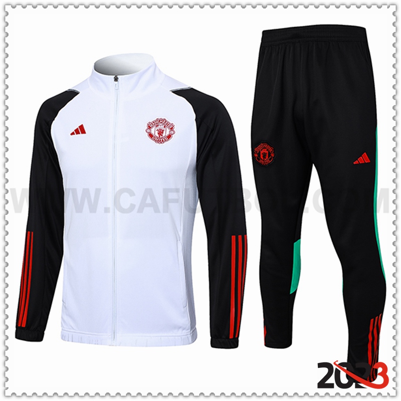 Chaqueta Chandal Futbol Manchester United Blanco 2023 2024