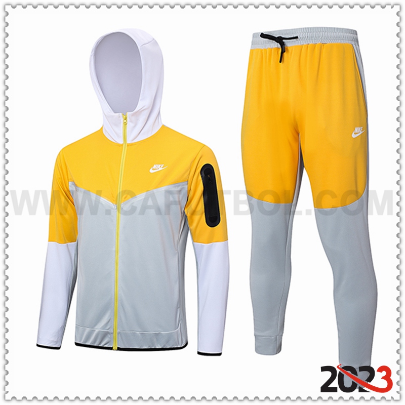 Rompevientos Con Capucha Chandal Nike Gris/Amarillo 2023 2024