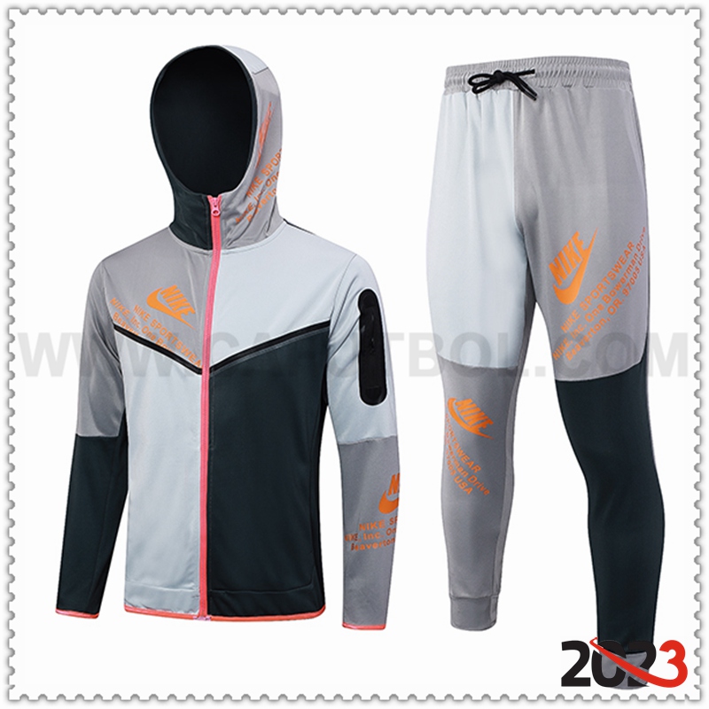 Rompevientos Con Capucha Chandal Nike Negro/Gris 2023 2024