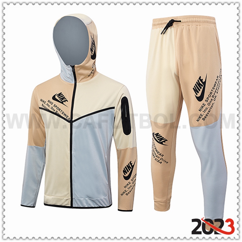 Rompevientos Con Capucha Chandal Nike Amarillo/Gris 2023 2024