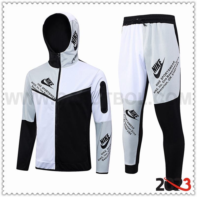 Rompevientos Con Capucha Chandal Nike Negro/Blanco 2023 2024