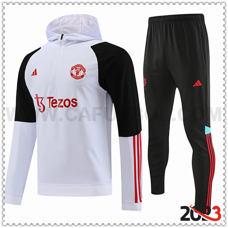 Chaqueta Con Capucha Chandal Manchester United Blanco 2023 2024