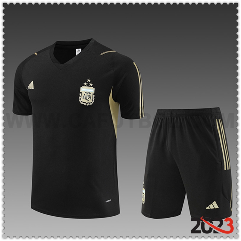 Camiseta Entrenamiento + Cortos Argentina Ninos Negro 2023 2024