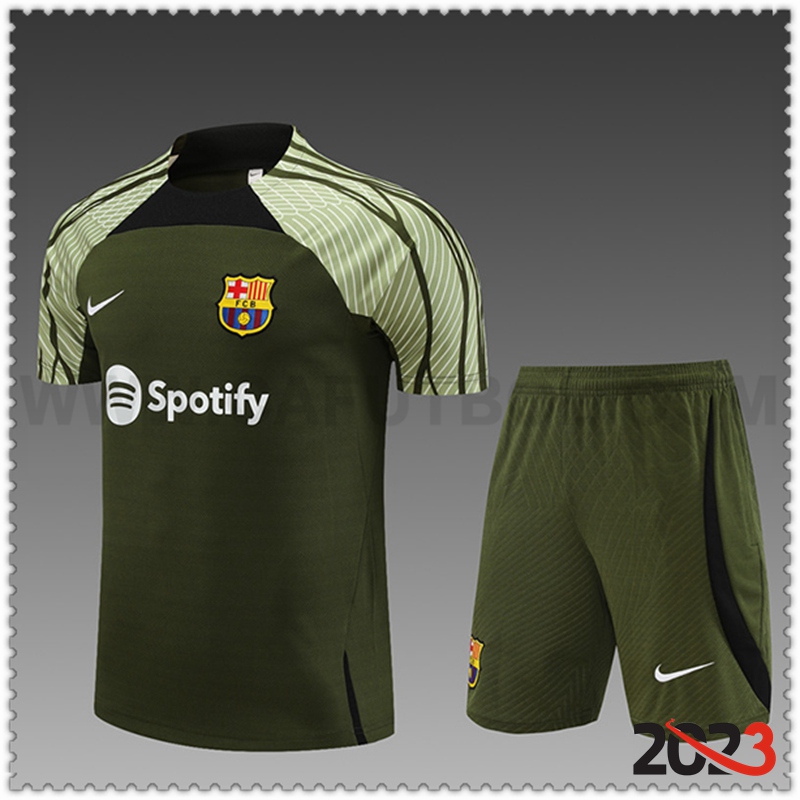 Camiseta Entrenamiento + Cortos FC Barcelona Ninos Verde 2023 2024